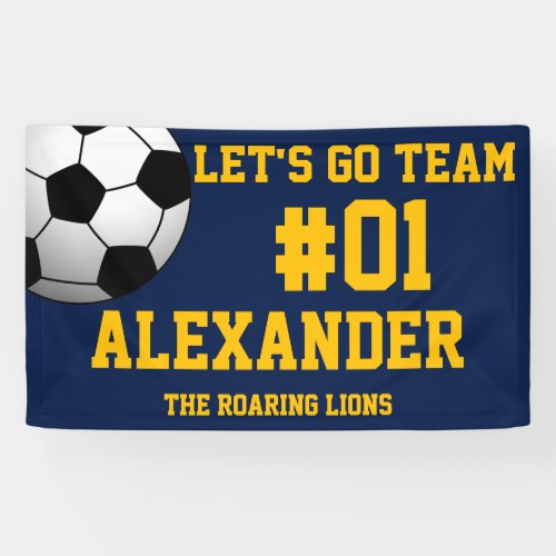 Navy Gold Soccer Team Spirit Banner