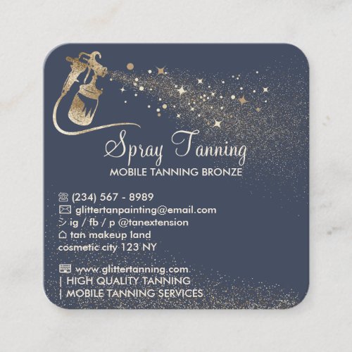 Navy Gold Spray Tan Aftercare Instructions Tips Square Business Card