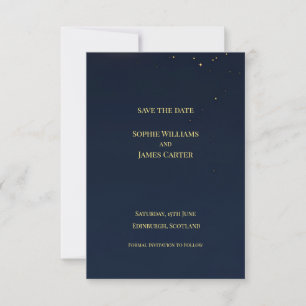 Navy Gold Star Celestial Scottish Wedding Save The Date