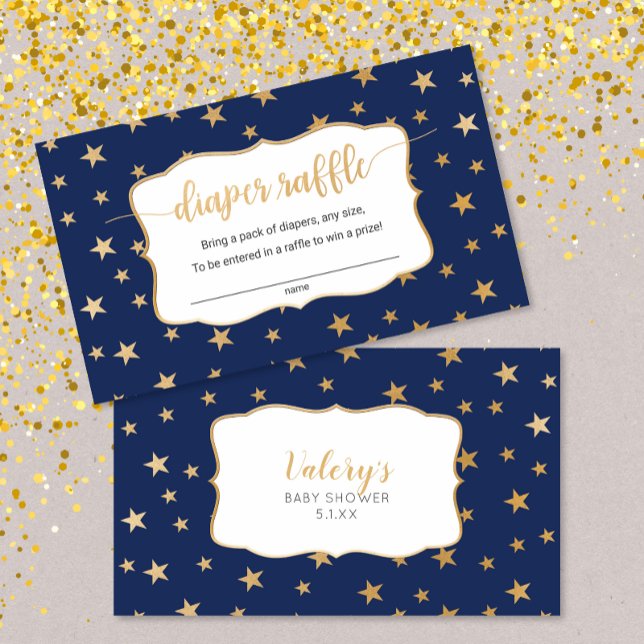 Navy Gold Stars boy diaper raffle card (Creator Uploaded)