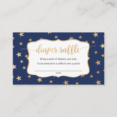 Navy Gold Stars boy diaper raffle card