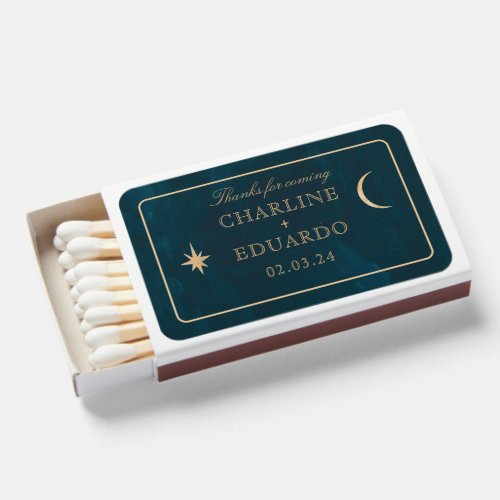 Navy Gold Stars wedding Matchboxes