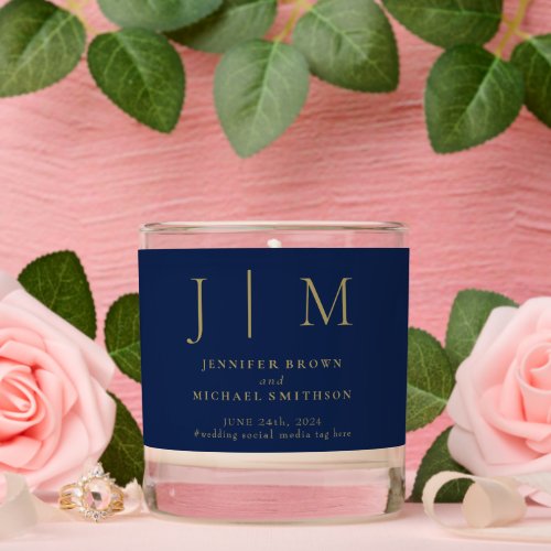 Navy Gold Suite Formal Monogram Classic Wedding Scented Candle