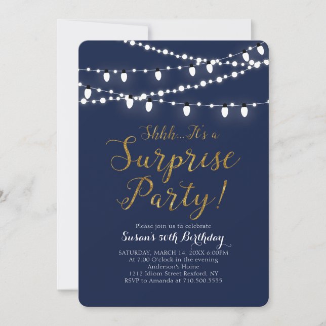 Navy & Gold | Surprise 60th Birthday Party Invitation (Front)