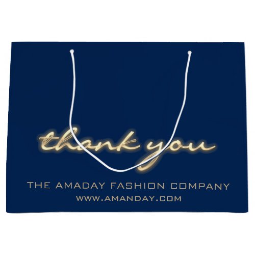 Navy Gold Thank Shopping Name Boutique Shop Large Gift Bag