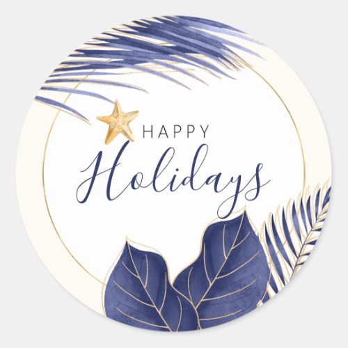 Navy  Gold Tropical Holiday Envelope Seals