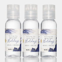 Navy + Gold Tropical Wishing You Healthy Holidays Hand Sanitizer