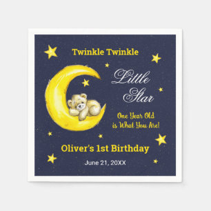 Navy Gold Twinkle Litle Star 1st Birthday Napkins