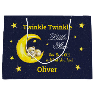 Navy Gold Twinkle Little Star  Large Gift Bag