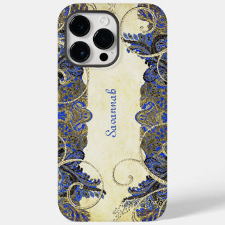 Navy Gold Vintage Peacock Paisley iPhone 4 Case