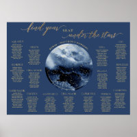 Navy, Gold Watercolor Table Seating Chart Sign