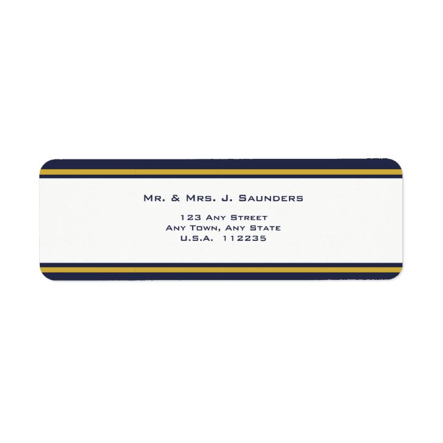Navy & Gold Wedding  Label (Front)