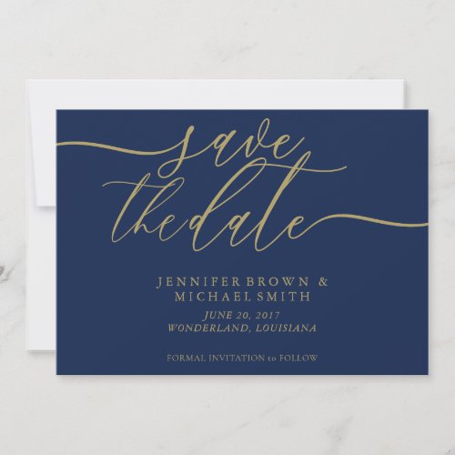 Navy Gold Wedding Save Date Photo Save The Date