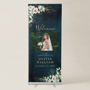 Navy Gold Wedding Stationery Template Retractable Banner
