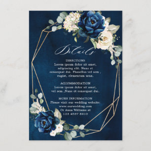 Navy Gold White Champagne Ivory Geometric Details Enclosure Card