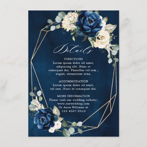 Navy Gold White Champagne Ivory Geometric Details  Enclosure Card