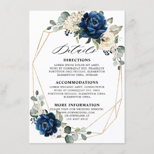 Navy Gold White Champagne Ivory Geometric Details Enclosure Card