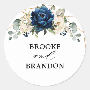 Blue Floral Wedding Stickers — Jessica Weible Studios