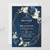 Navy Gold White Champagne Ivory Geometric Wedding 