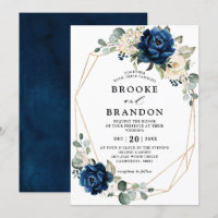 Navy Gold White Champagne Ivory Geometric Wedding