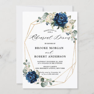 Navy Gold White Champagne Ivory Rehearsal Dinner Invitation