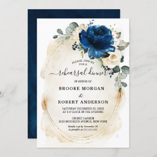 Navy Gold White Champagne Ivory Rehearsal Dinner Invitation
