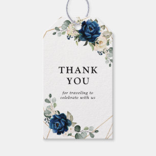 Navy Gold White Champagne Ivory Wedding  Thank you Gift Tags