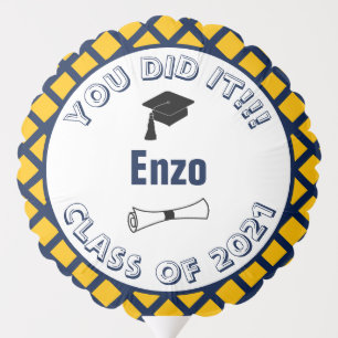 Navy & Gold You Did It Class of 2024 Graduation Balloon