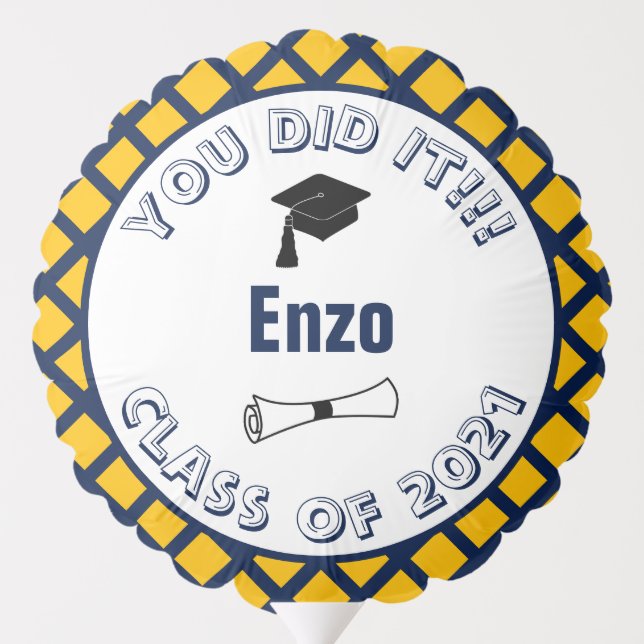 Navy & Gold You Did It Class of 2024 Graduation Balloon (Back)