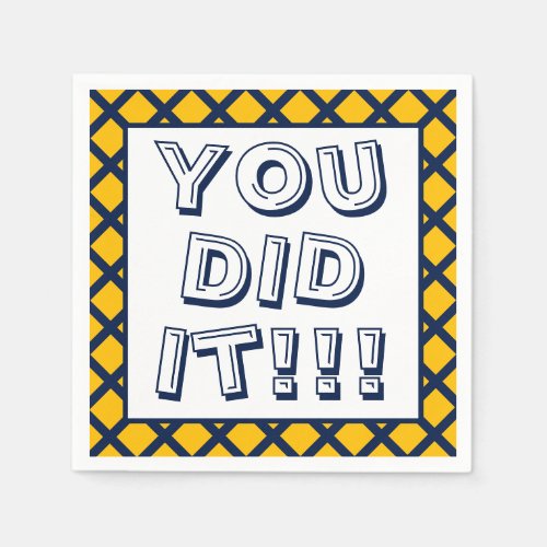 Navy  Gold You Did It Graduation Napkins