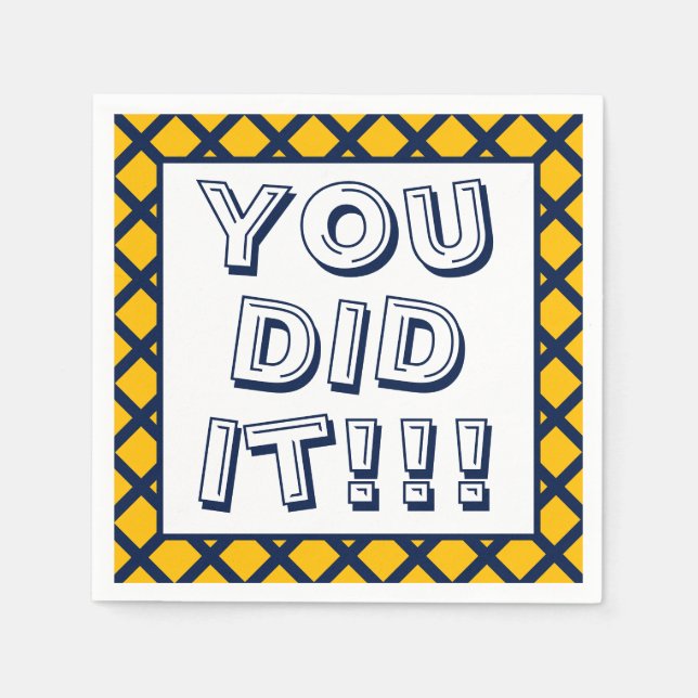 Navy & Gold You Did It Graduation Napkins (Front)