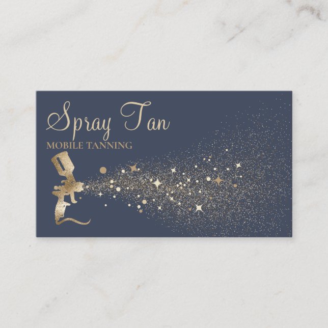 Navy Golden Aftercare Instructions Spray Tanning Business Card (Front)