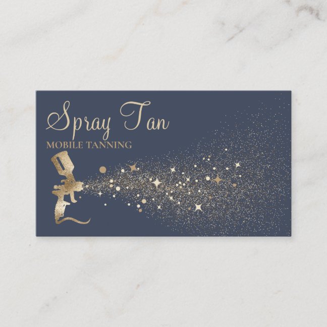 Navy Golden Aftercare Instructions Spray Tanning Business Card