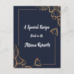 Navy & golden floral  Bridal Shower Postcard