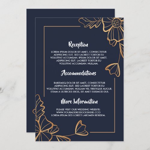 Navy  golden floral wedding programs