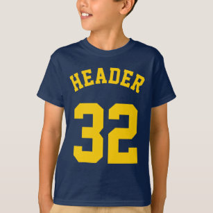 Navy & Golden Yellow Kids   Sports Jersey Design T-Shirt