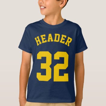 Navy & Golden Yellow Kids | Sports Jersey Design T-shirt by Sports_Jersey_Design at Zazzle