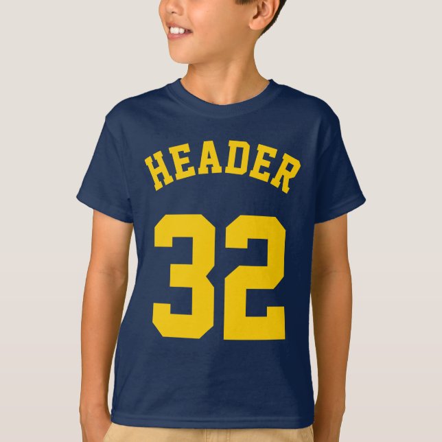 Navy & Golden Yellow Kids | Sports Jersey Design T-Shirt (Front)