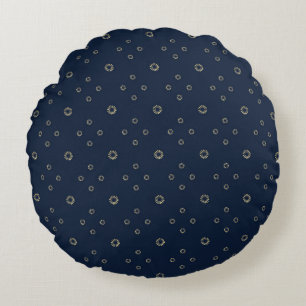 Navy   Golden Zinnia Sun Round Pillow