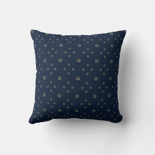 Navy | Golden Zinnia Sun Throw Pillow (Back)