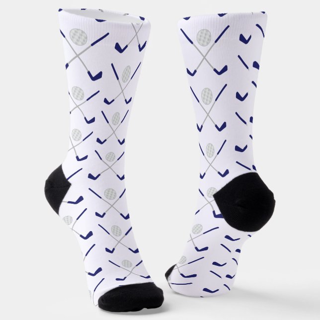 Navy Golf Clubs Pattern Socks (Angled)
