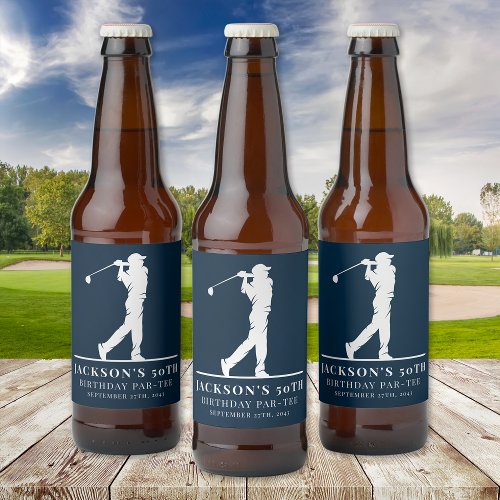 Navy Golf Themed Birthday Par_tee  Beer Bottle Label