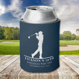 Navy Golf Themed Birthday Par-tee  Can Cooler