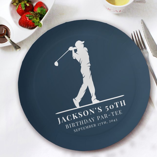 Navy Golf Themed Birthday Par-tee  Paper Plates (Creator Uploaded)