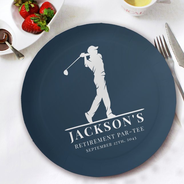 Navy Golf Themed Retirement Par-tee  Paper Plates (Creator Uploaded)