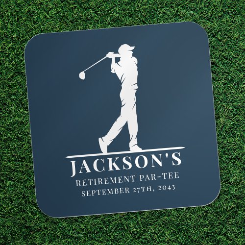 Navy Golf Themed Retirement Par_tee  Square Sticker