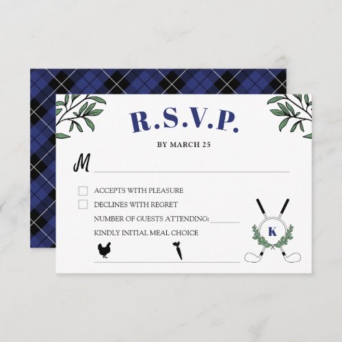 Navy Golf Themed Retirement Party Meal Choice RSVP Card