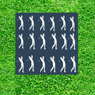 navy golfers silhouette wrapping paper