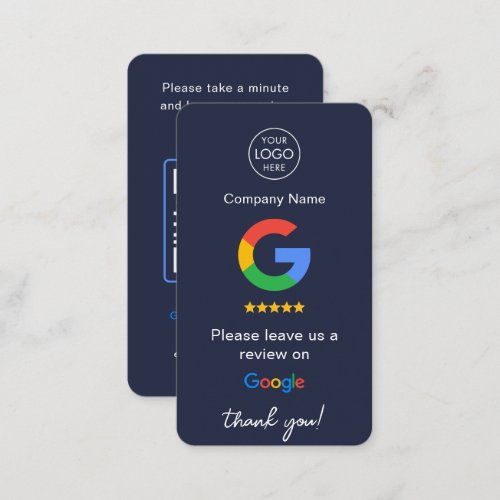 Navy Google Reviews QR Code Business Review Us Business Card