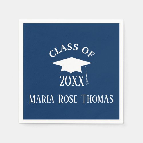 Navy Grad Cap  Leaves Paper Napkins